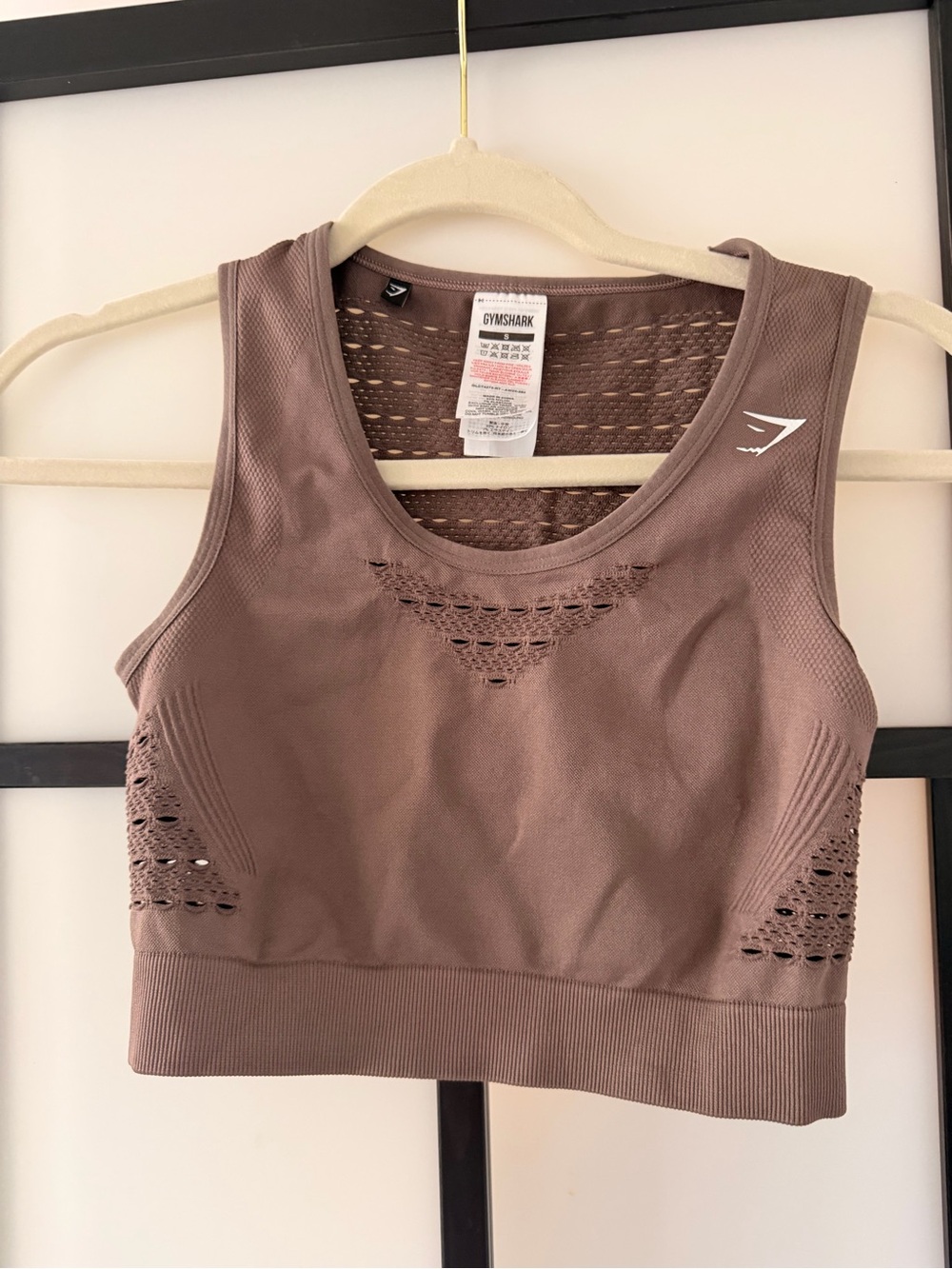 Gymshark Seamless Cropped Workout Tank Top Brown Taupe Size S